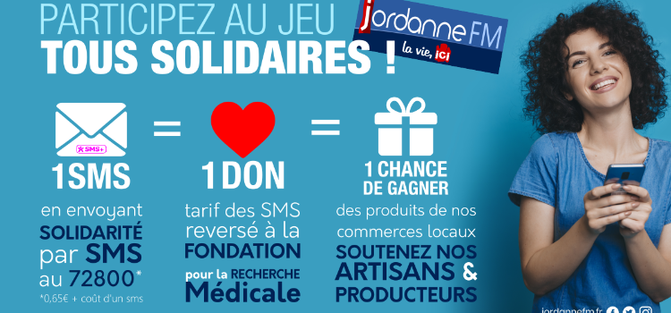 TOUS SOLIDAIRES : 1 SMS = 1 DON = 1 CHANCE DE GAGNER